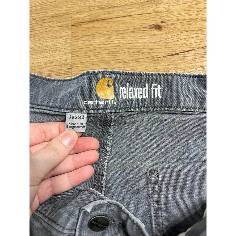 Carhartt Relaxed Fit Carpenter Pants Gray Canvas Work Trousers 36x32 Mens
